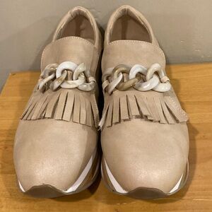Coconuts by Matisse "Bess" platform loafers w/fringed trim and chain detail